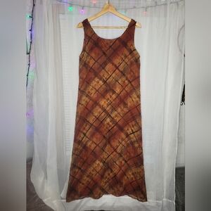 Robbie Bee 100% Silk Dress Womens Size 10 Orange Vintage Scoop Neck Sleevless